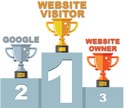 Website visitor wins, followed by Google, with the website owner in last place